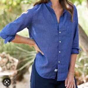 Frank & Eileen SHIRLEY OVERSIZED BUTTON-UP MADE IN ITALY SHIRT BLUE M